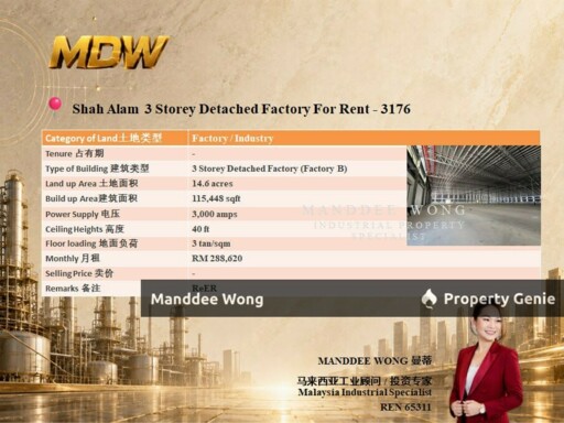 WTR/3 STOREY DETACHED FACTORY/266,006 SQFT/SHAH ALAM/SELANGOR