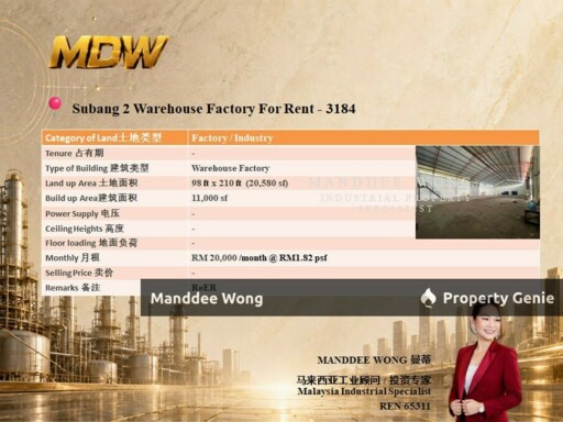 WTR/WAREHOUSE/11,000 SQFT/SUBANG 2/SELANGOR