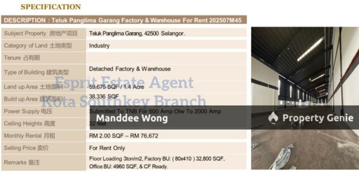 WTR/Semi-Detached/Teluk Panglima Garang/38,336 SQFT/76,672