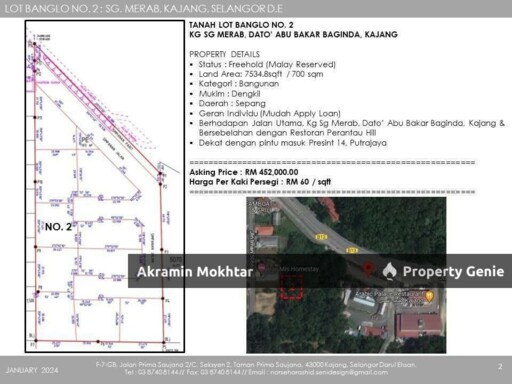 FREEHOLD & MALAY RESERVED | TANAH LOT BANGLOW NO.2  KG SG MERAB, DATO’ ABU BAKAR BAGINDA, KAJANG