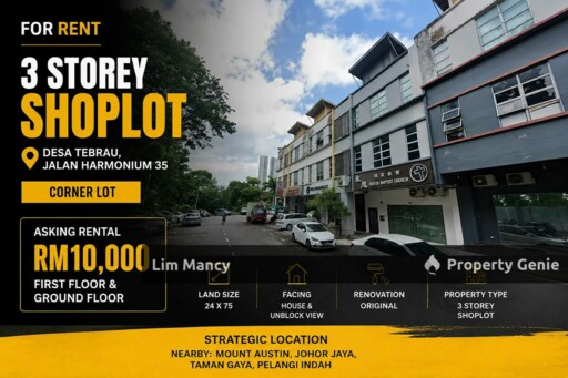 Desa Tebrau Three Storey Corner Commercial Shoplot Facing Main Road