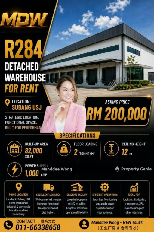 WTR/DETACHED WAREHOUSE/82,000 SQFT/SUBANG USJ/SELANGOR