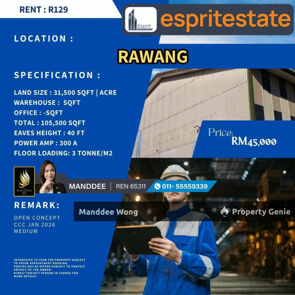 WTR/FACTORY/WAREHOUSE/31,500/45K/RAWANG