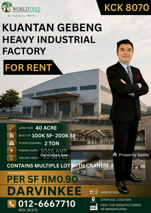 KUANTAN GEBENG NEAR PORT HEAVY INDUSTRIAL FACTORY FOR RENT