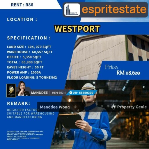 WTR/FACTORY/WAREHOUSE/60,557 SQFT/118,620/WESTPORT/KLANG