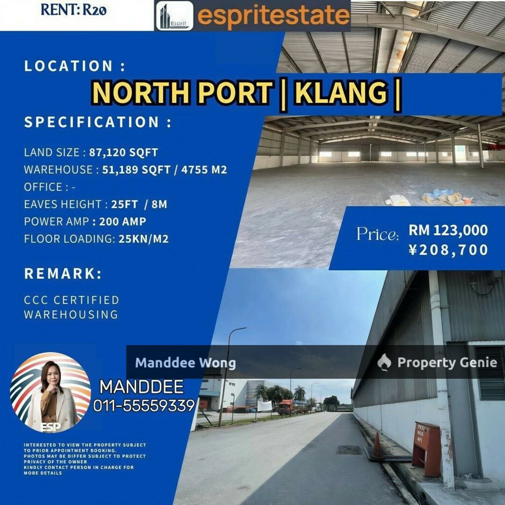 Warehouse Northport For Rent/87,120sqf/RM123,000