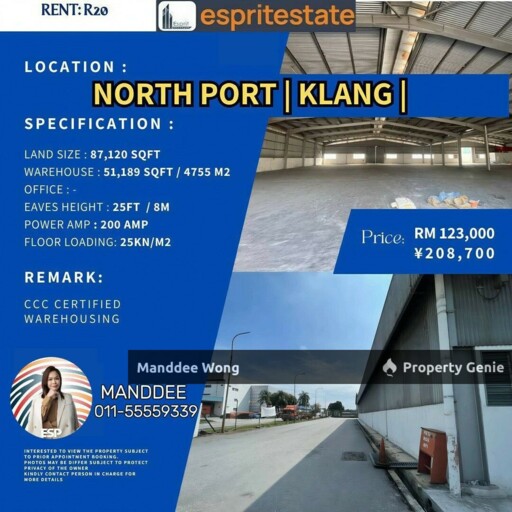 Warehouse Northport For Rent/87,120sqf/RM123,000