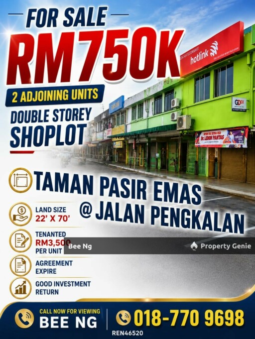 Taman Pasir Emas / Jalan Pengkalan / 2 Storey Shoplot / 2 adjoint unit shop
