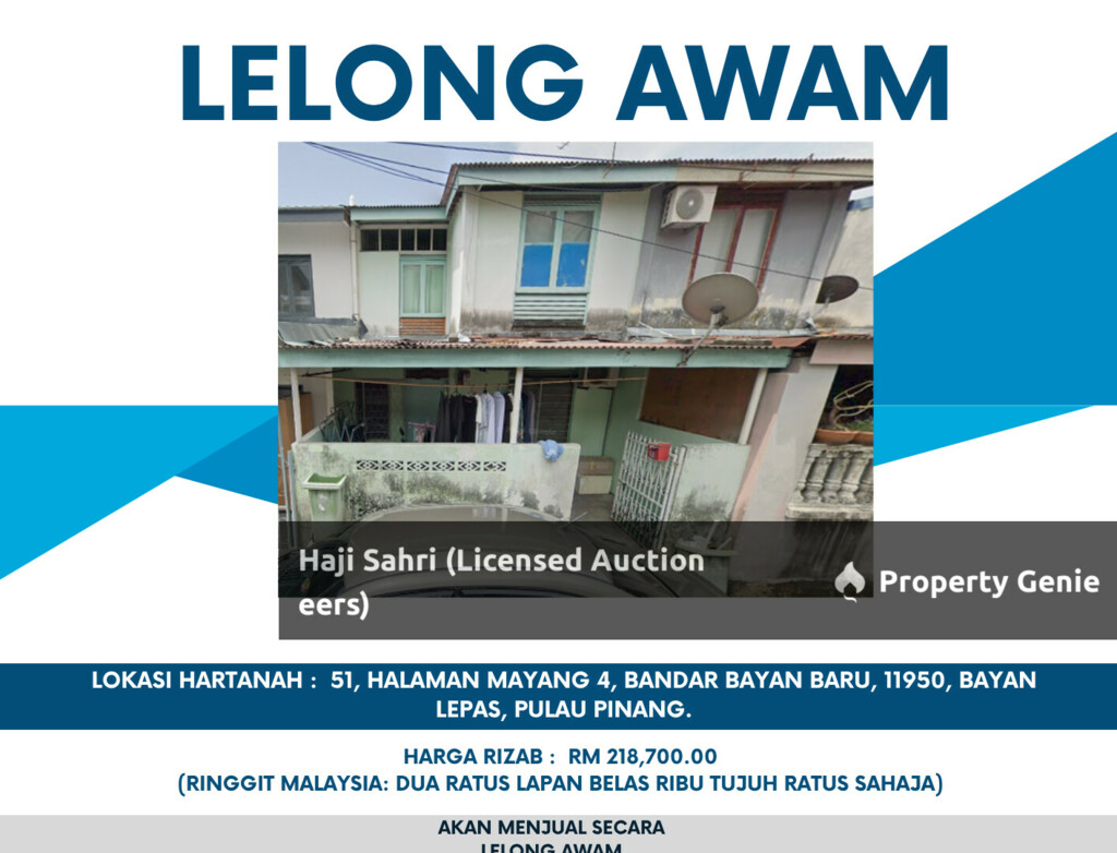 An intermediate double storey cluster house yang beralamat pos di 51, Halaman Mayang 4, Bandar Bayan Baru, 11950, Bayan Lepas, Pulau Pinang.
