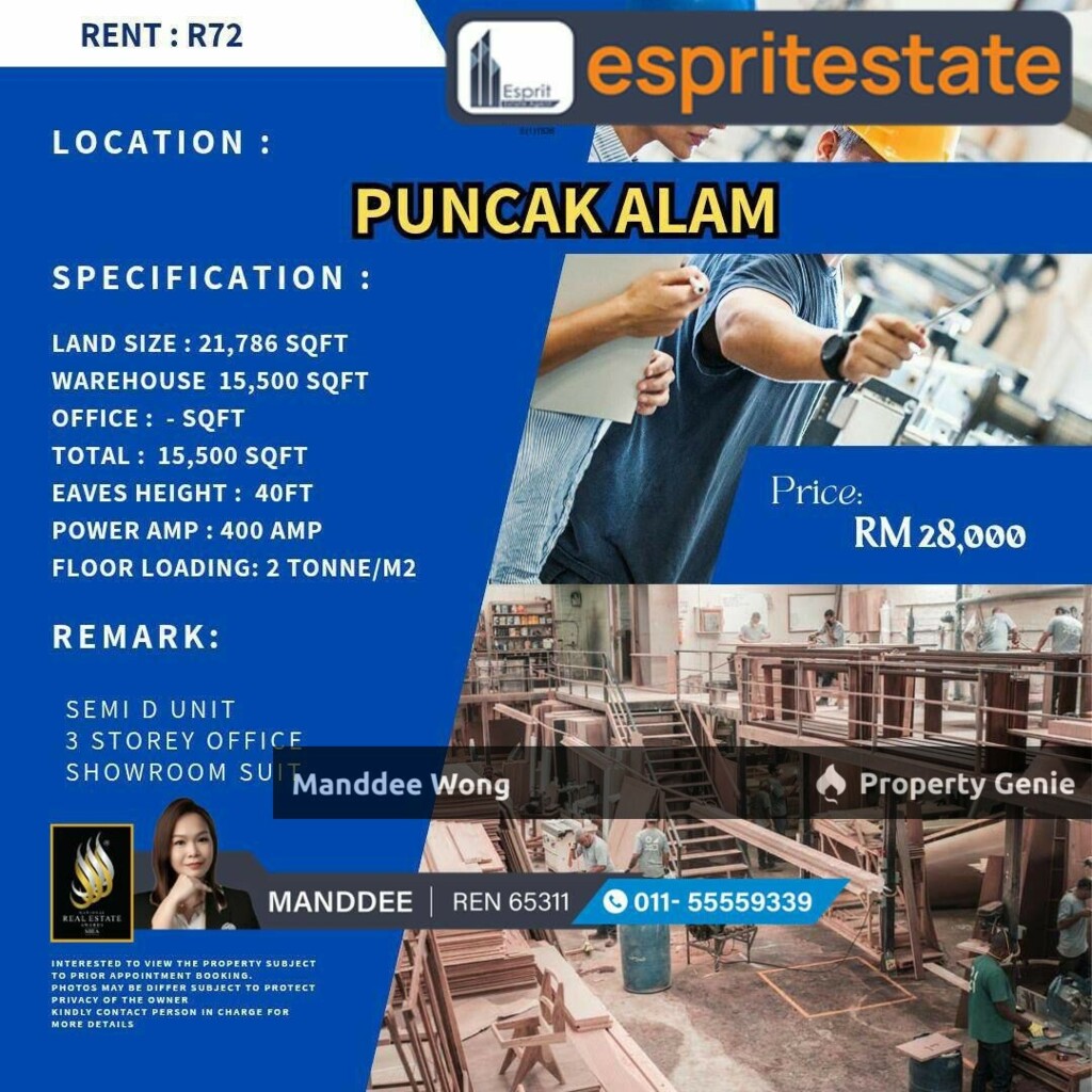 WTR/WAREHOUSE/FACTORY/15,500 SQFT/28K/PUNCAK ALAM