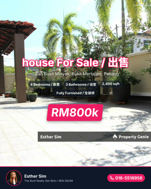 Renovated 2 Storey Corner House @ Bukit Minyak Indah,near Schools,Hypermarket,Penang Bridge,Highway, Industry Etc.