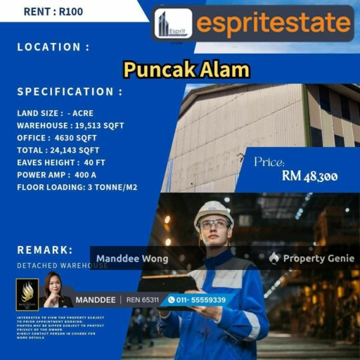 WTR/DETACHED WAREHOUSE/19,513 SQFT/48,300/PUNCAK ALAM