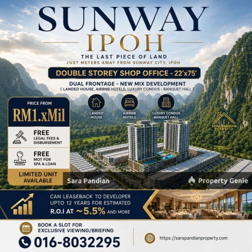 2 storey Dual Frontage Shop for Sale in Sunway Ipoh