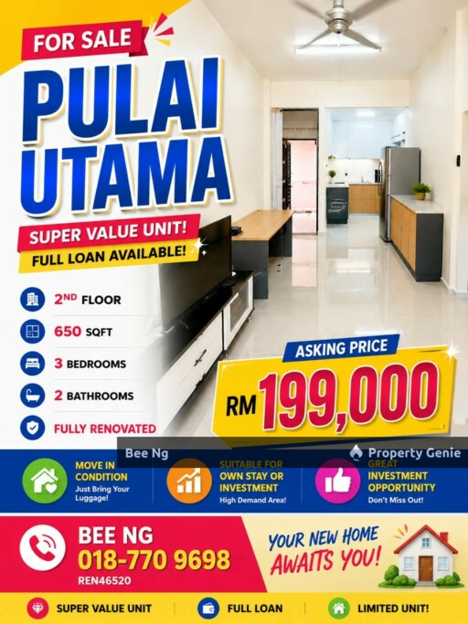 Taman Pulai Utama / Flat / Fully Renovated / Full Loan / Super Value