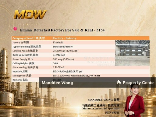 WTS/DETACHED FACTORY/11,942 SQFT/ELMINA/SELANGOR