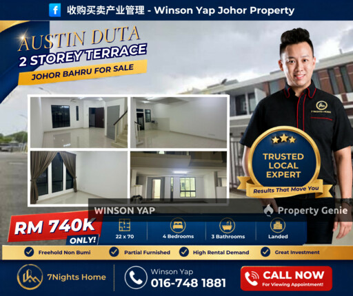 2 Storey Terrace House Austin Duta 2 JB G&G Freehold Partial Furnished