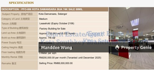 WTS/Kota Damansara/74,000 SQFT/88 Million