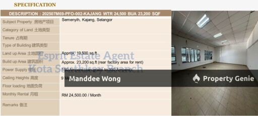 WTR/Semenyih/Rear Factory/23,200 SQFT/24,500
