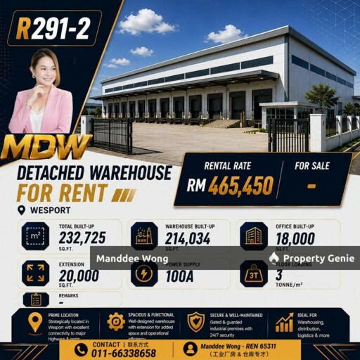 WTR/DETACHED WAREHOUSE/232,725 SQFT/WESTPORT/PORT KLANG/SELANGOR