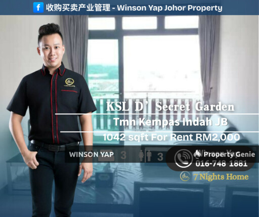KSL D’Secret Garden Tmn Kempas Indah JB Fully Furnished 15 Min To CIQ