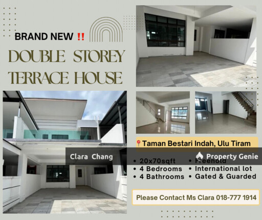 Taman Bestari Indah, Ulu Tiram Double Storey Terrace House for Sale