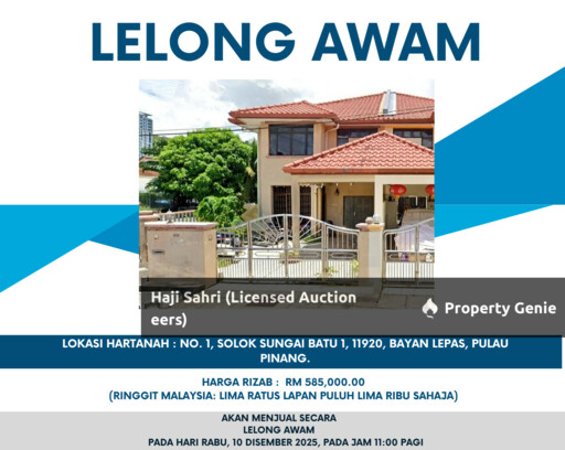 A Double-Storey Semi-Detached House yang beralamat pos di No. 1, Solok Sungai Batu 1, 11920, Bayan Lepas, Pulau Pinang