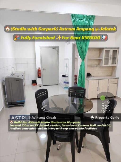 (Studio with Carpark) Astrum Ampang 450sqft Fully Furnished Condo For Rent RM1800