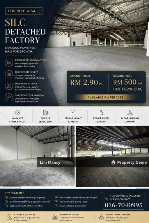SILC Gelang Patah Medium Industrial Detached Factory For Sale and Rent