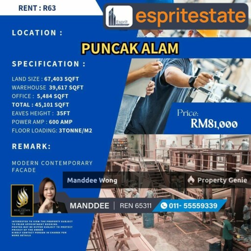 WTR/WAREHOUSE/FACTORY/35,427 SQFT/81K/PUNCAK ALAM