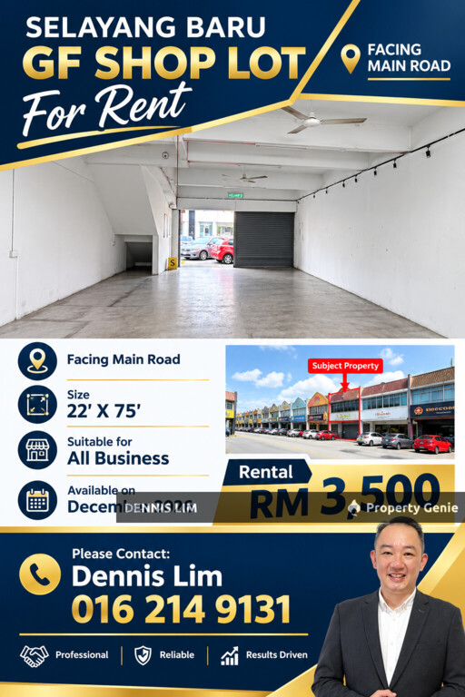 Selayang Baru Ground Floor Shop Lot For Rent