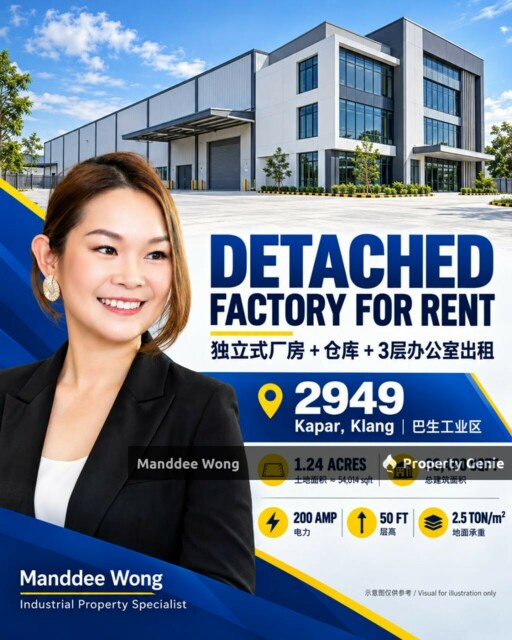 WTR/DETACHED FACTORY WITH WAREHOUSE & 3 STOREY OFFICE/33,400 SQFT/KAPAR/KLANG