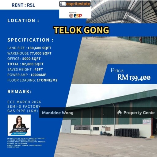 WTR/Telok Gong/Semi Detached/82,800 Sqft/139,400