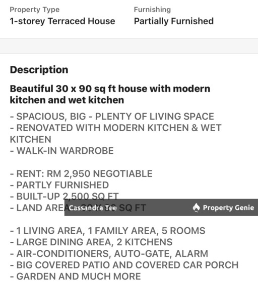 Fully renovated extended large house for rent at Peraling jaya