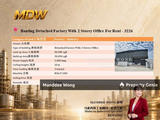 WTR/DETACHED FACTORY WITH 2 STOREY OFFICE/30,056 SQFT/BANTING/SELANGOR