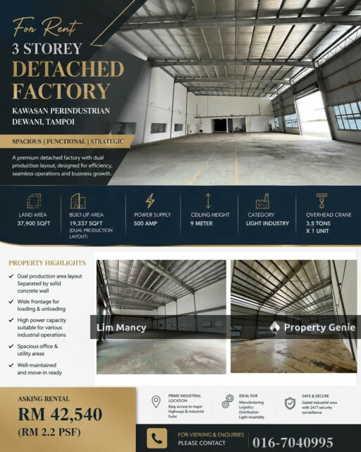 Kawasan Perindustrian Dewani Tampoi Three Storey Detached Factory