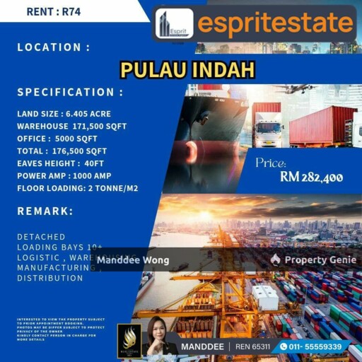 WTR/WAREHOUSE/FACTORY/171,500 SQFT/282,400/PULAU INDAH/KLANG
