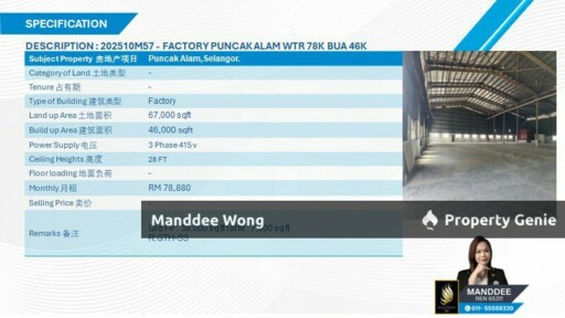 WTR/FACTORY/46K SQFT/78,880/PUNCAK ALAM
