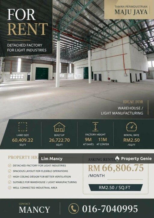 Taman Perindustrian Maju Jaya Detached Light Industrial Factory