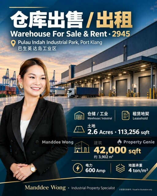 WTR/WAREHOUSE/42,000 SQFT/PULAU INDAH/PORT KLANG/SELANGOR