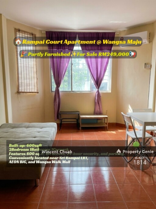 Rampai Court Wangsa Maju Apartment For Sale | Freehold 2 Bed RM249k