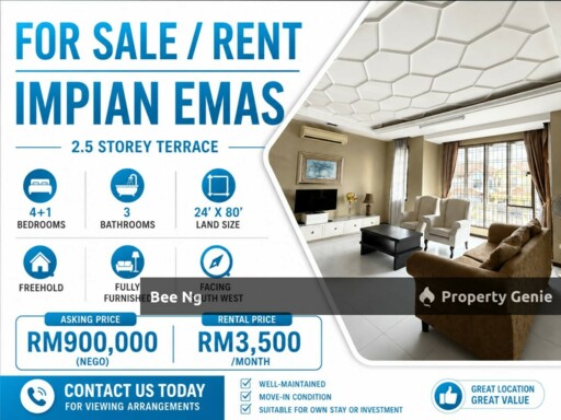Impian Emas / 2.5 Storey Terrace / Fully Furnished / Fully Renovated