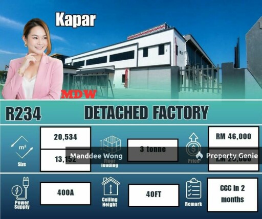WTR/DETACHED FACTORY/33,686 SQFT/72,000/KAPAR/SELANGOR