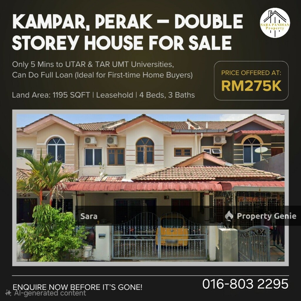 Double Storey House for Sale Kampar