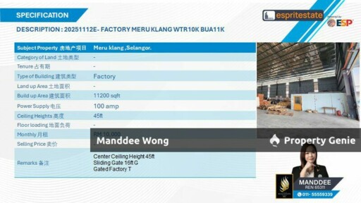 WTR/SINGLE STOREY FACTORY/WAREHOUSE/11,200 SQFT/10K/MERU