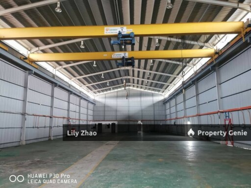 Detached Warehouse 11,000 sf with Offices for Rent, 1.2 Acres Land & 2 Overhead Crane, Road Frontage, Labuan