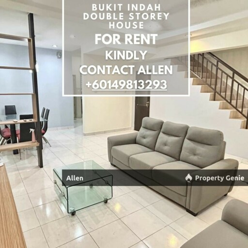 For Rent: Spacious 4BR 2-Storey Terrace House in Gated Bukit Indah – RM2800 Near Tuas & Second Link / (Call/WhatsApp)出租：武吉英达围篱保安4房双层排楼 – RM2800 近大士第二通道