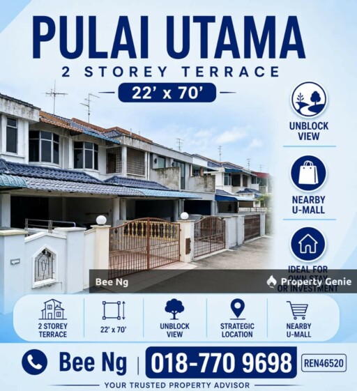 Taman Pulai Utama / 2 Storey Terrace / Unblock / Full Loan