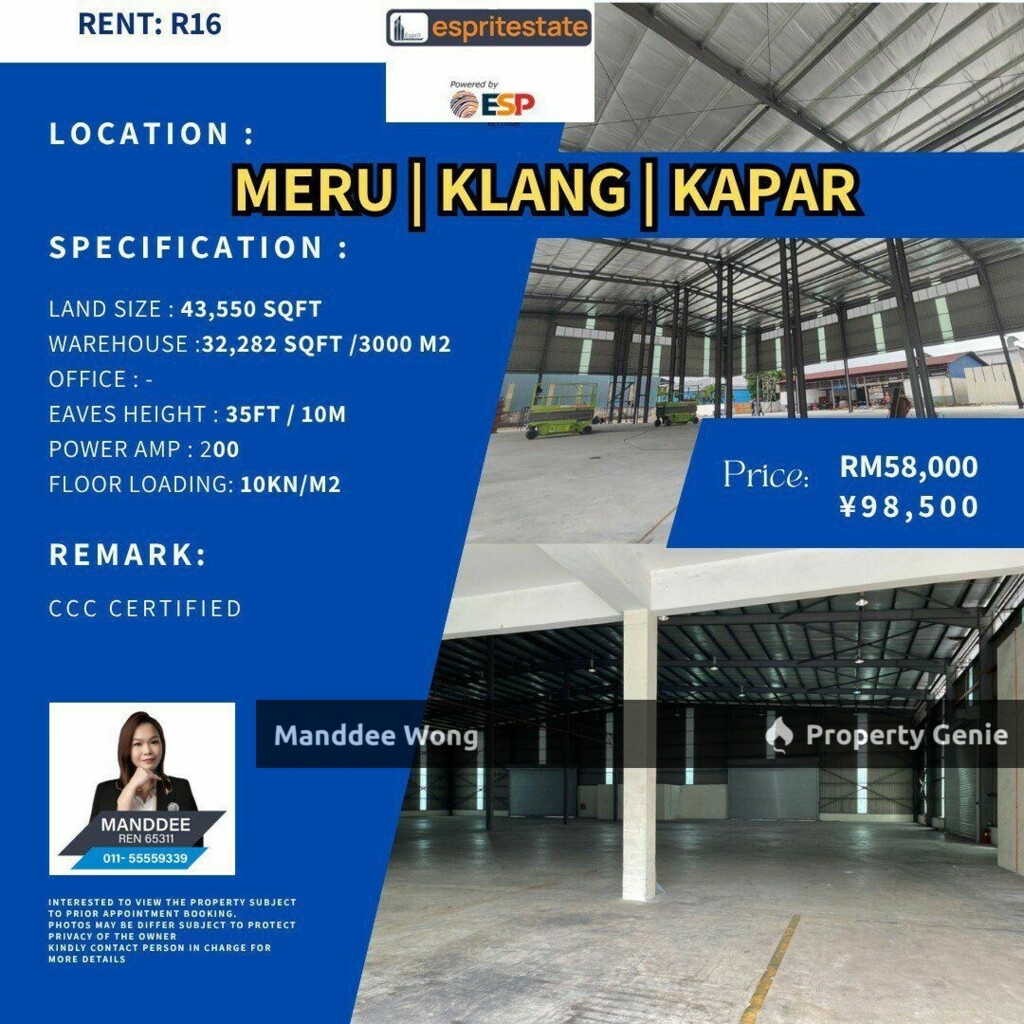 WTR/WAREHOUSE/32,282 SQFT/58,000/MERU/KAPAR