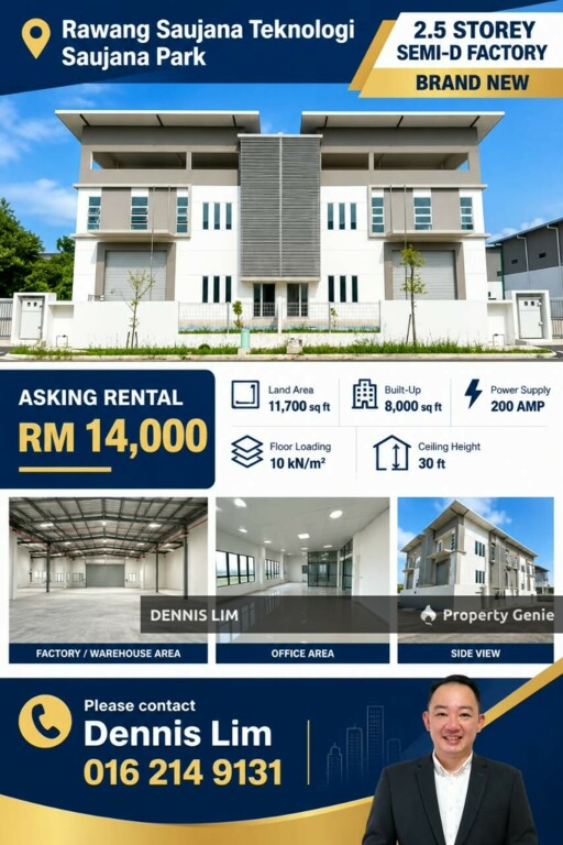 Saujana Teknologi Park Rawang Semi D Factory For Rent