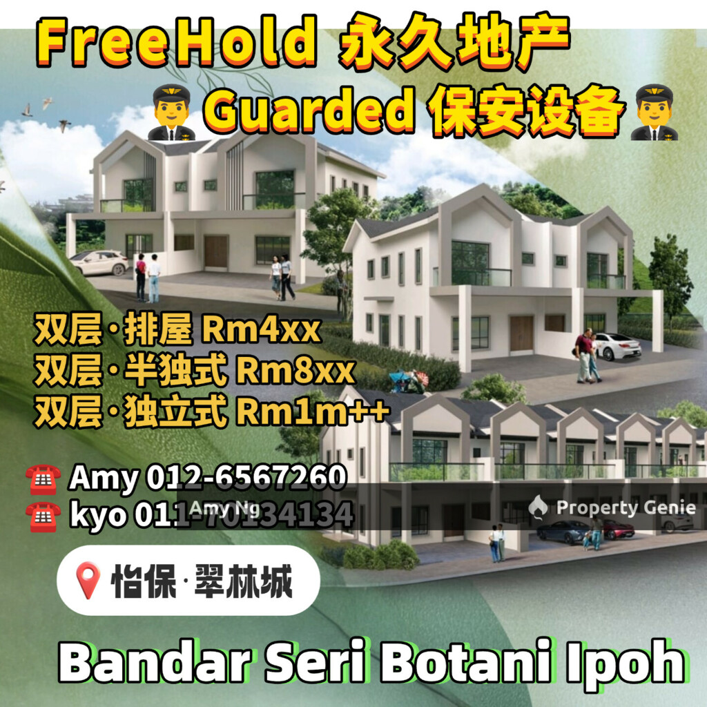 FreeHold New 2 Stry Semi D／Bungalow／Terrace For Sale Botani